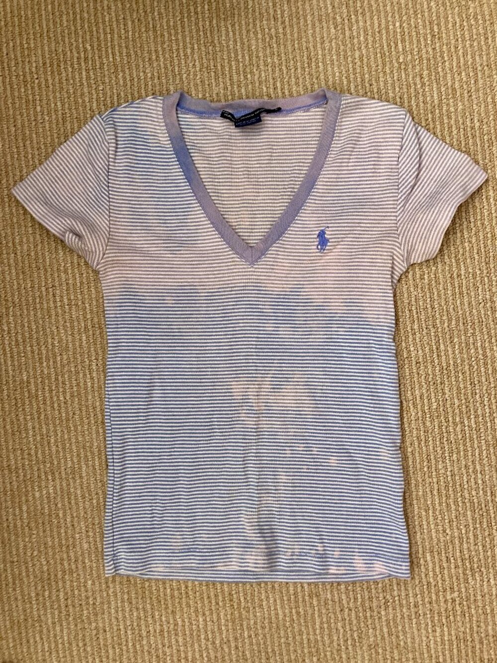 Ralph Lauren Sport striped V-neck cotton t-shirt Sz S